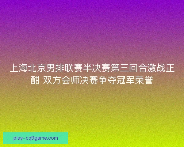 上海北京男排联赛半决赛第三回合激战正酣 双方会师决赛争夺冠军荣誉