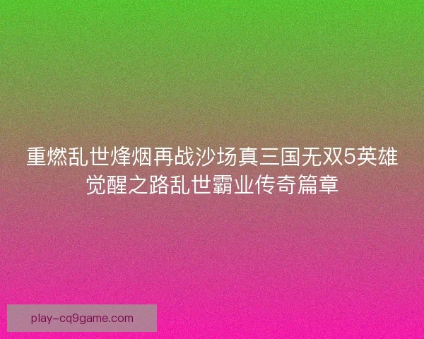 重燃乱世烽烟再战沙场真三国无双5英雄觉醒之路乱世霸业传奇篇章